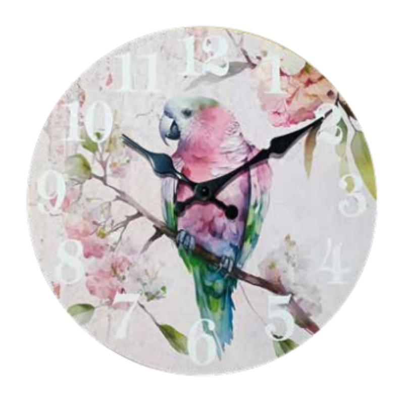 Ronis Clocks MDF Pastel Birds 29cmD Assorted
