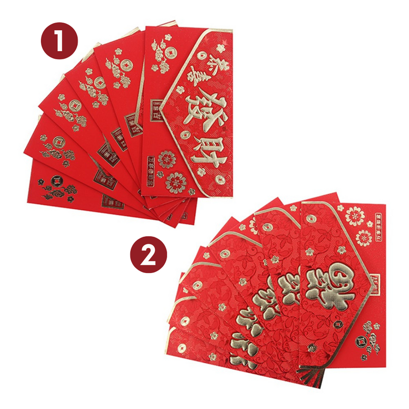 Ronis Cny Red Envelopes 6pk 9x17cm 2 Asstd