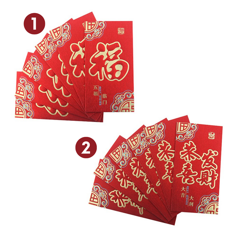 Ronis Cny Red Money Envelopes 6pk 9x17cm 2 Asstd