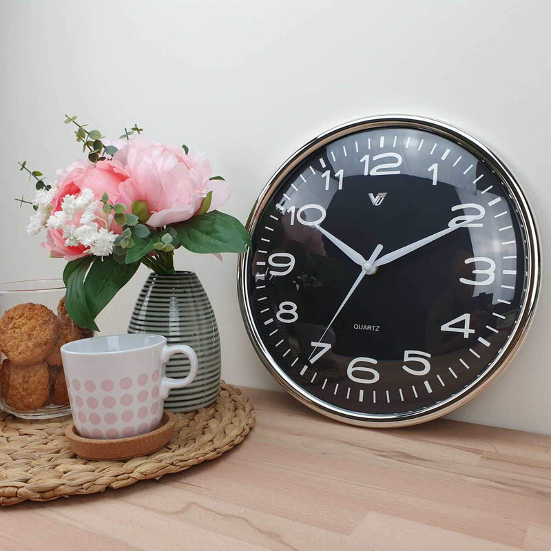 Ronis Colson Shiny Frame Domed Face Wall Clock 30x30x2cm Assorted