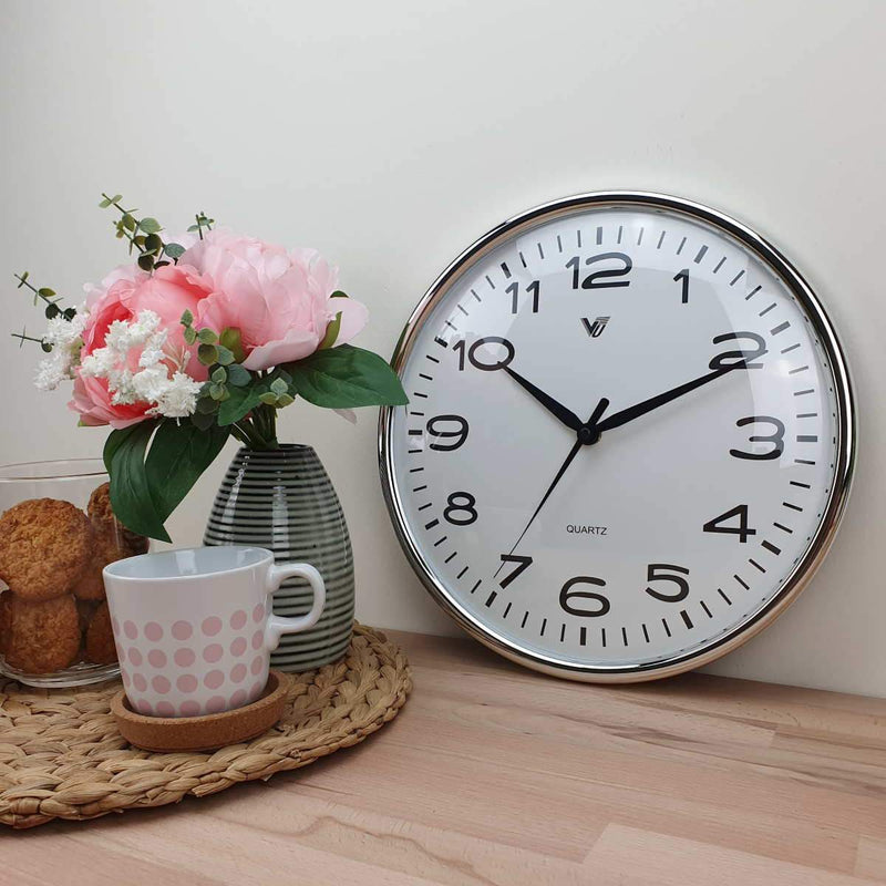 Ronis Colson Shiny Frame Domed Face Wall Clock 30x30x2cm Assorted