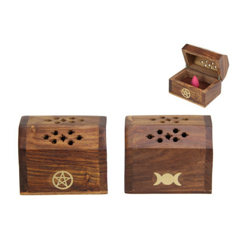 Ronis Cone Holder Mango Wood Box 8cm Assorted