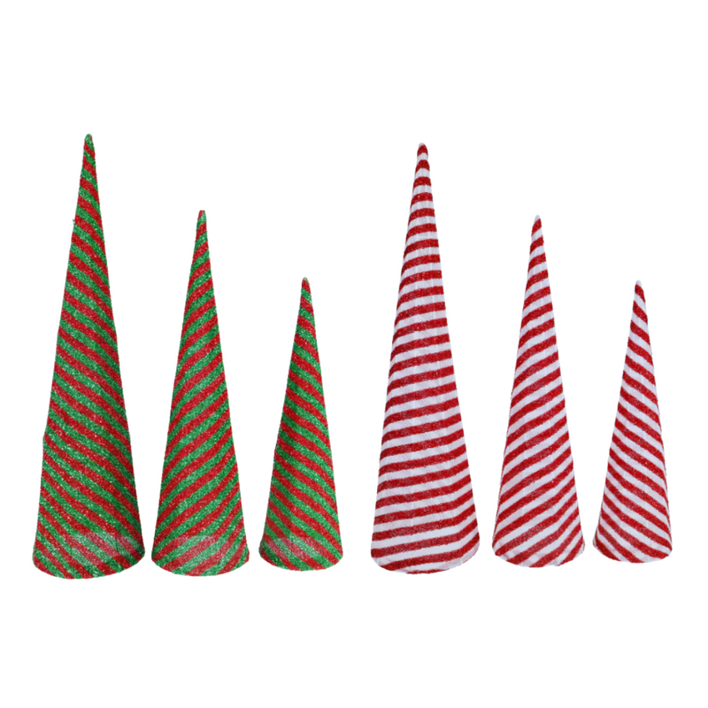 Ronis Cone Tree Candycane Set 3pk Assorted