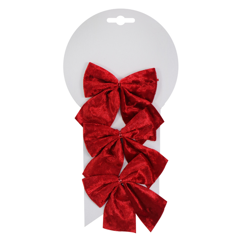 Ronis Crushed Velvet Bow 9x12cm 3pk Assorted