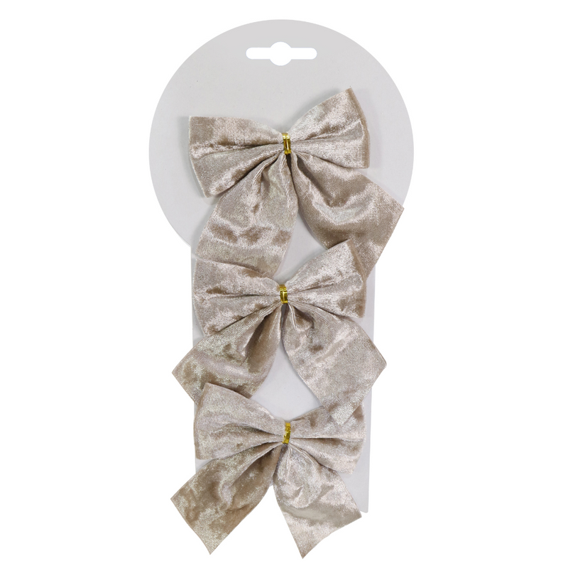 Ronis Crushed Velvet Bow 9x12cm 3pk Assorted