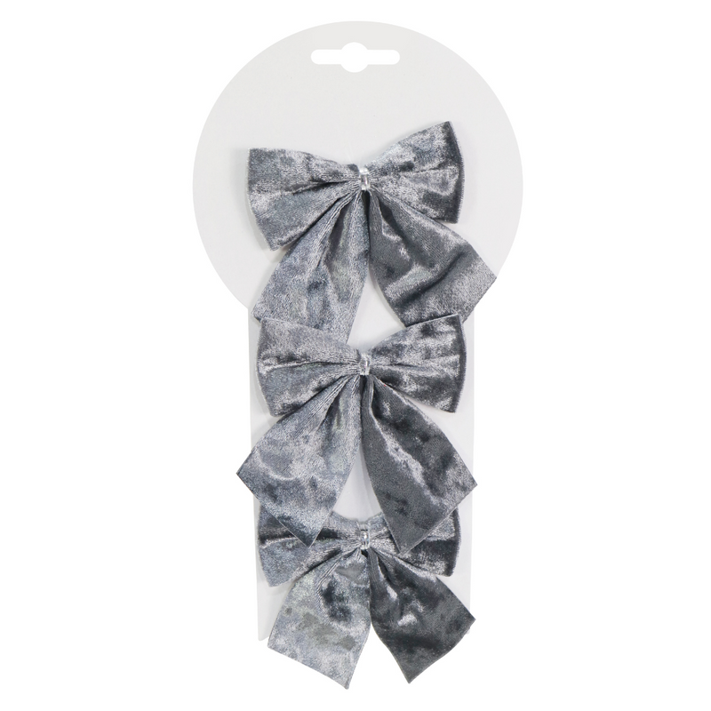 Ronis Crushed Velvet Bow 9x12cm 3pk Assorted
