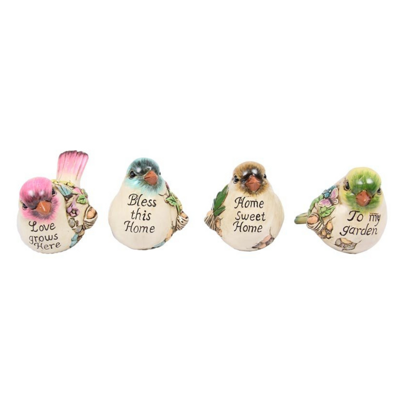 Ronis Cute Bird with Wording on Rock 10cm Assorted