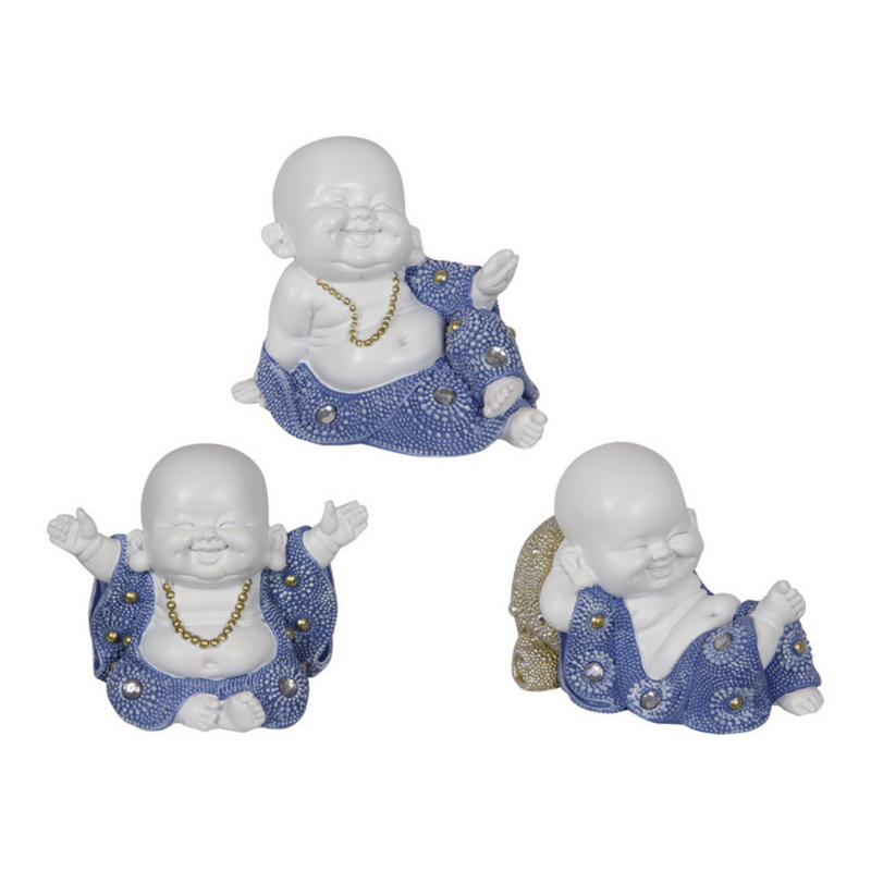 Ronis Cute Blue/White Sitting Monk 8cm Assorted