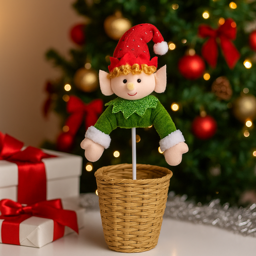 64cm cute elf tree stuffer with red and green striped legs and festive outfit