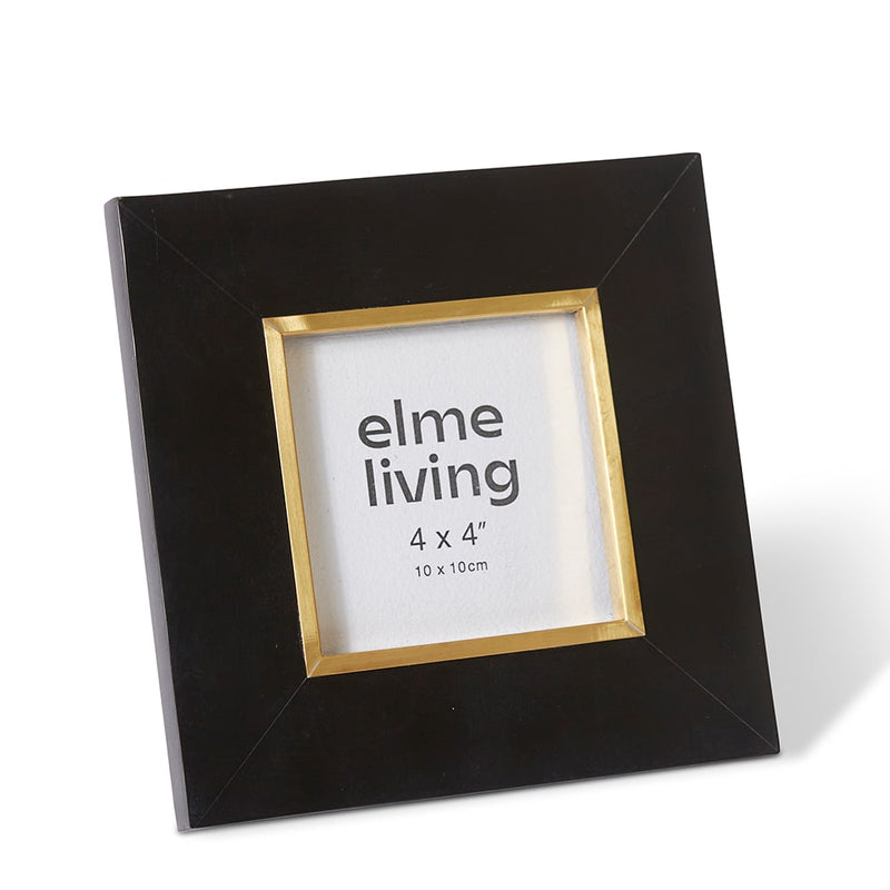 Black and gold square 4x4 inch photo frame