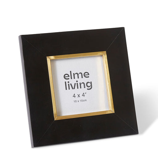 Black and gold square 4x4 inch photo frame