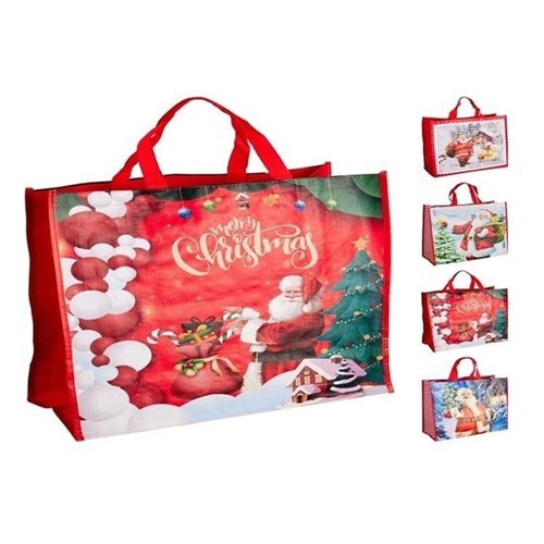 large woven Christmas gift shopping bag 45 x 45 x 20cm assorted