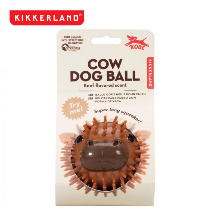Kikkerland Kobe Cow Dog Ball Brown 9cm