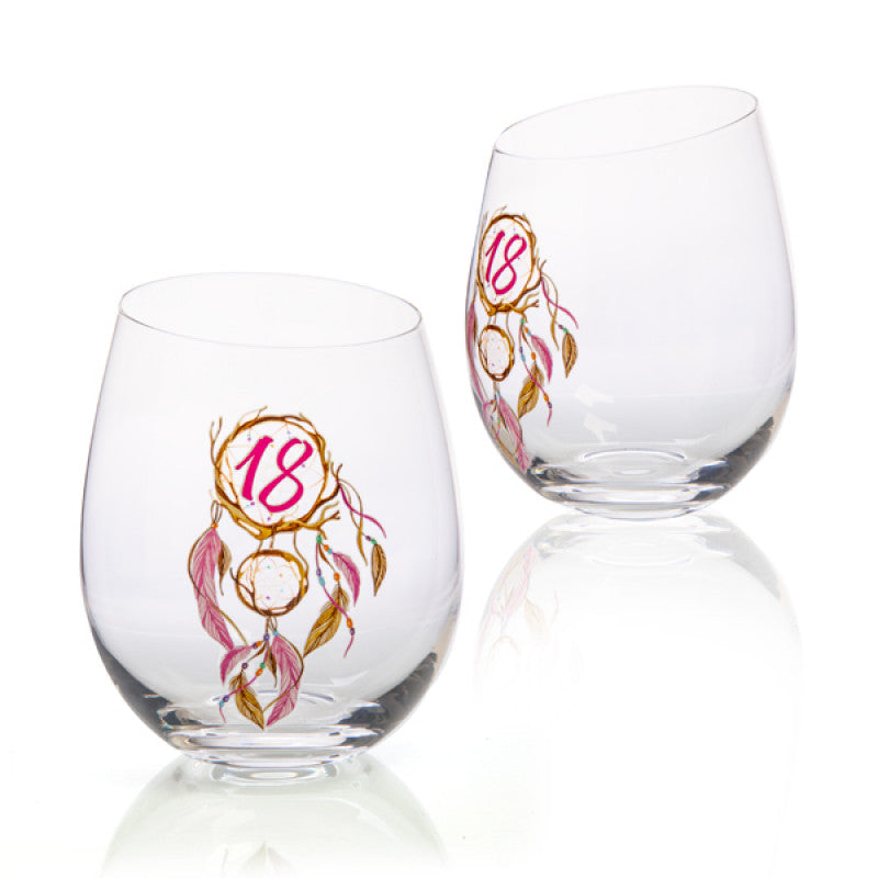 Dreamcatcher 18th birthday glass