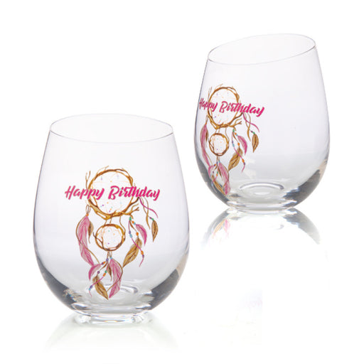Dreamcatcher birthday wine glass