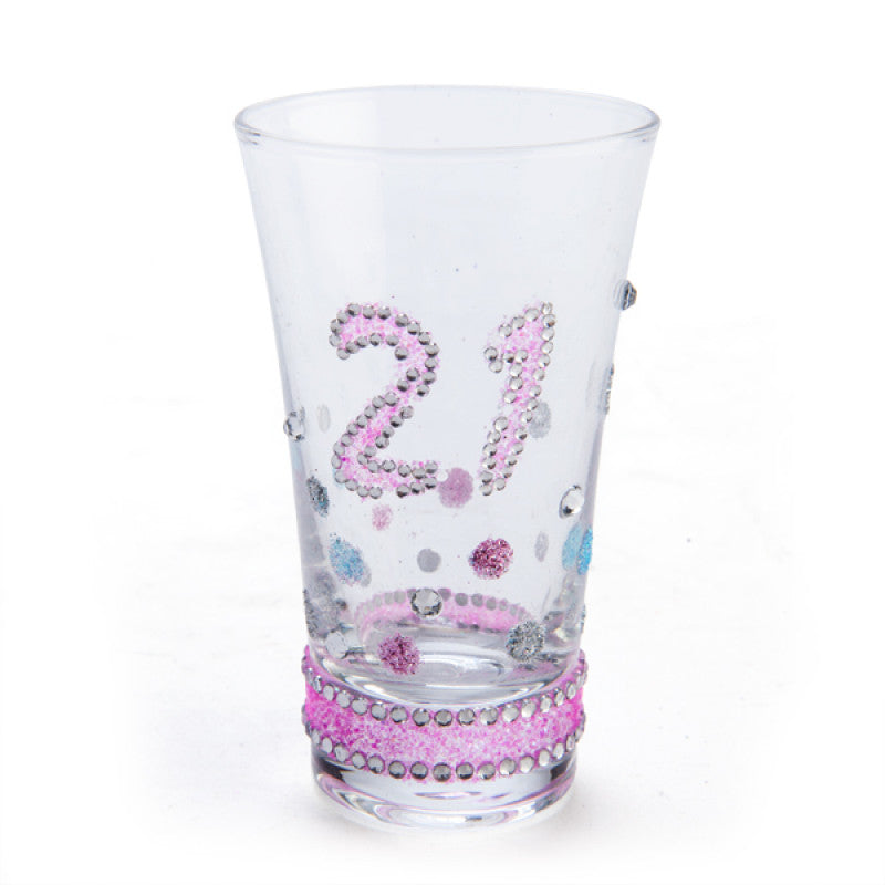 Glitter 21st birthday shot glass