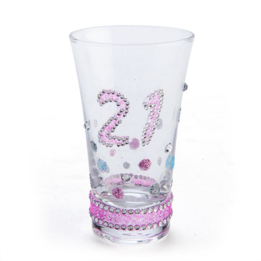 Glitter 21st birthday shot glass