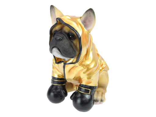 French bulldog wearing boxing gloves statue