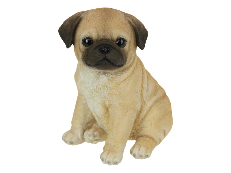 Realistic sitting pug dog statue