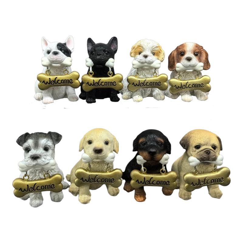 Sitting dog with hanging bone sign 7.5cm