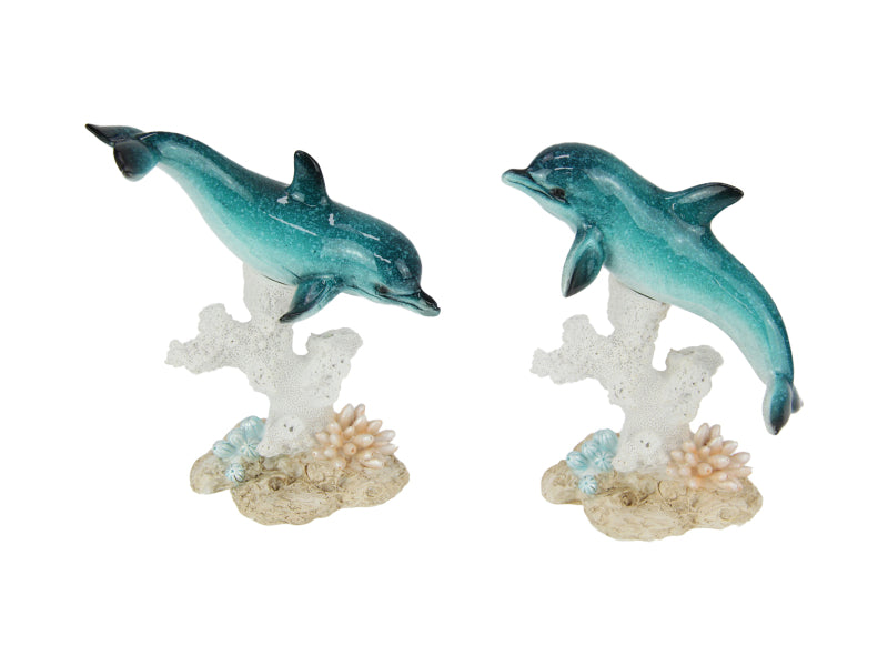 Dolphin on coral figurine assorted
