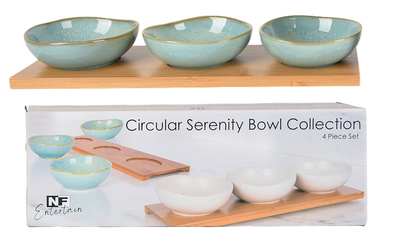 Kitchen Tableware Round Bowl & Tray Set 30Cm Recblue