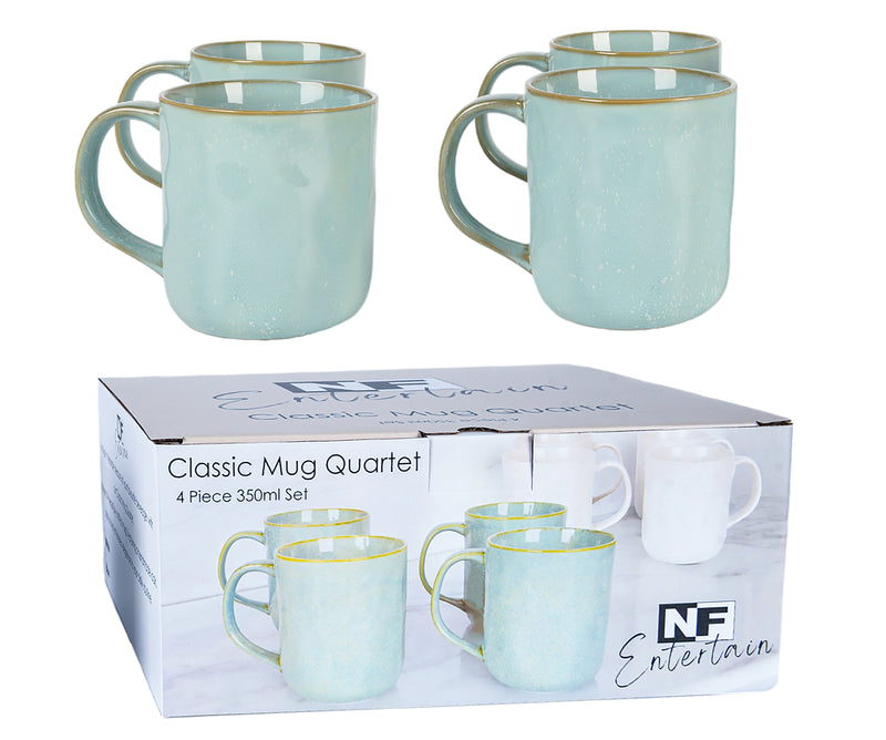 Kitchen Tableware Set Of 4 350Ml Mug 12.5X9 Recblue
