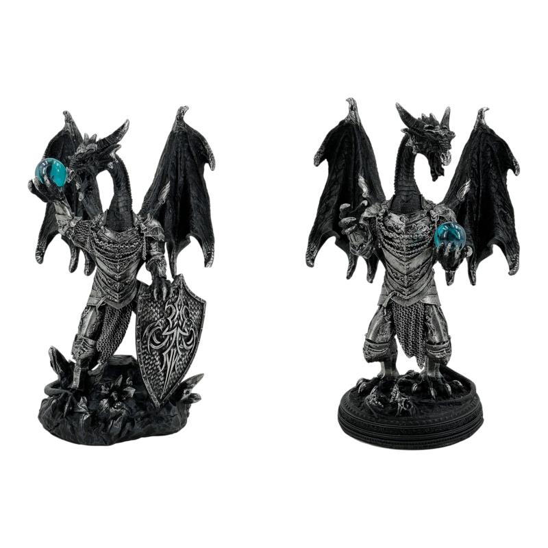 Black dragon knight battle armour figurine