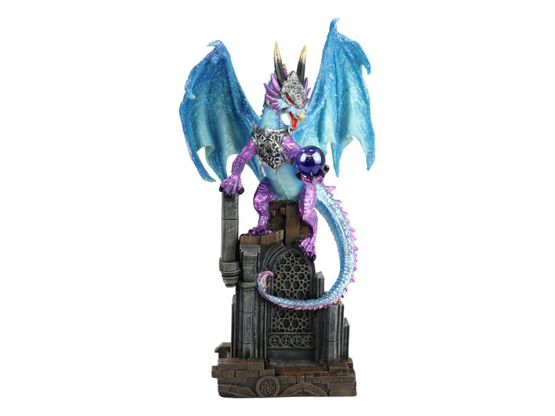 Blue purple dragon on cathedral statue