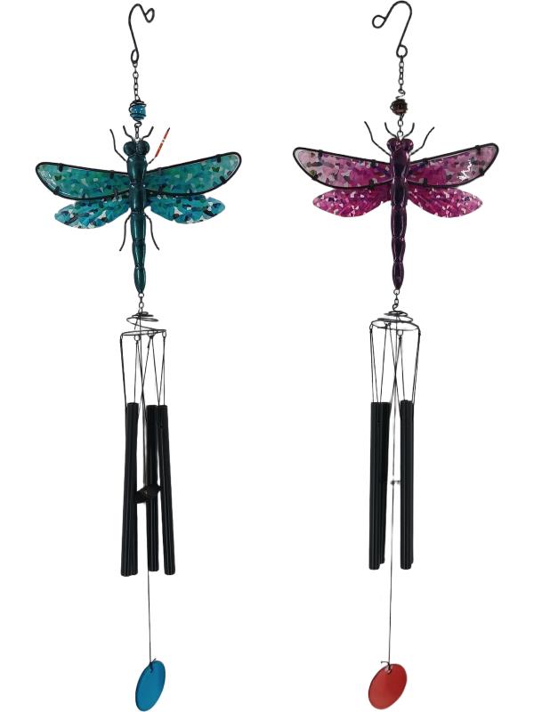 Assorted metal and glass dragonfly wind chime