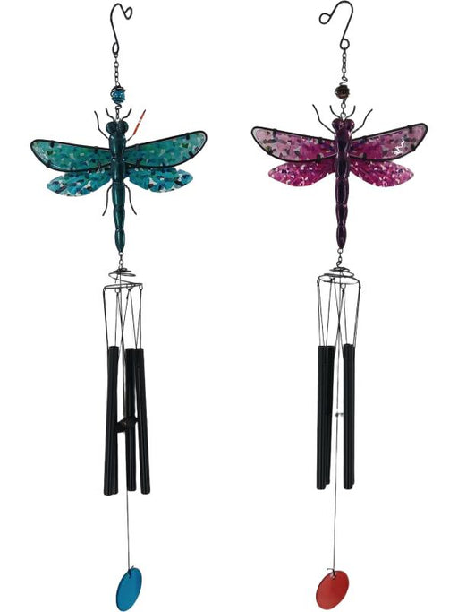 Assorted metal and glass dragonfly wind chime