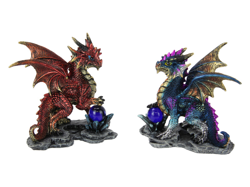 Dragon figurine with orb on rock assorted