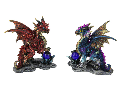 Dragon figurine with orb on rock assorted