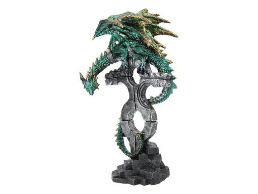 Green dragon on cross statue