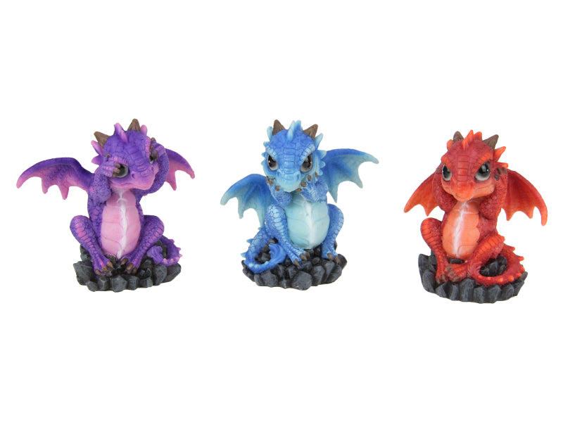 Miniature dragon on gem figurine assorted
