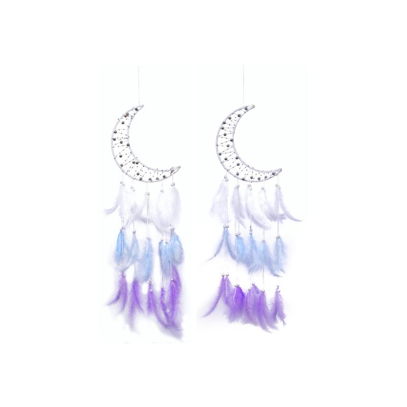 Crescent moon dream catcher with beads