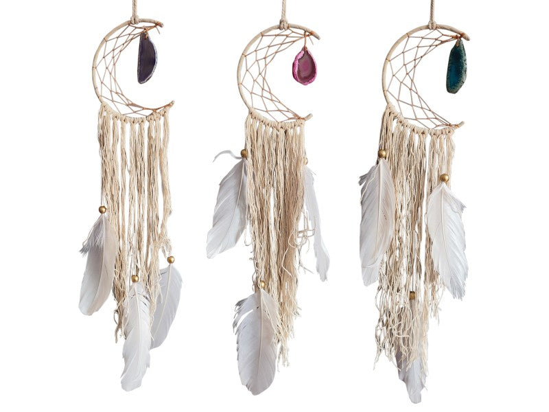 Half moon dream catcher with gemstone assorted
