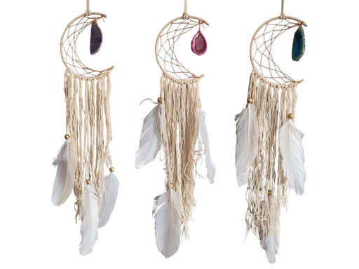 Half moon dream catcher with gemstone assorted