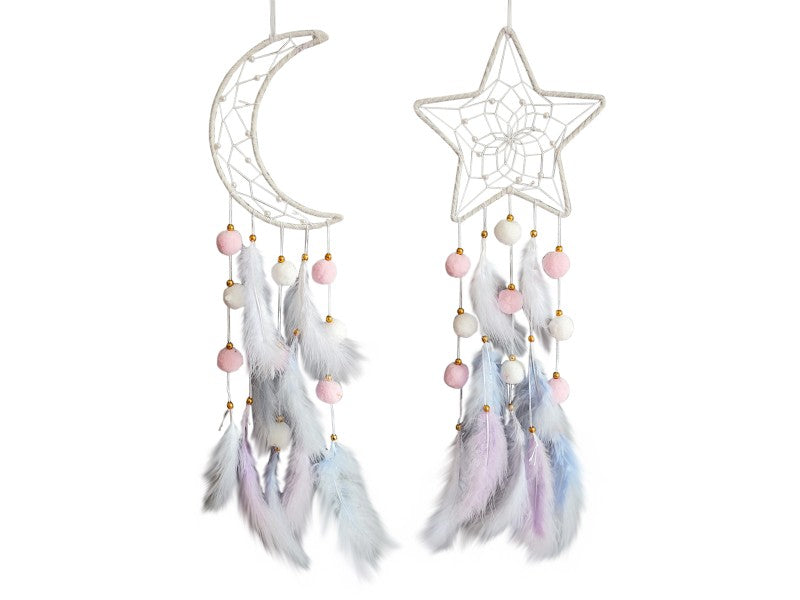 Star or moon shaped dream catcher assorted