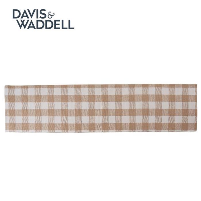 Davis & Waddell Check Table Runner Beige Check 140x33cm