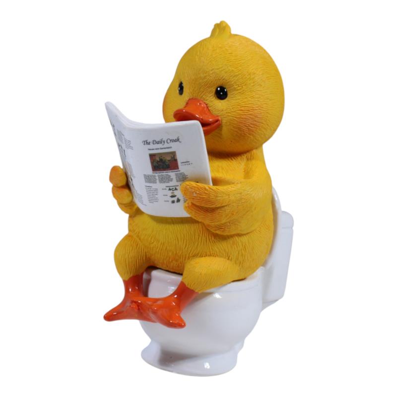 Cute duck sitting on toilet ornament 13x9cm