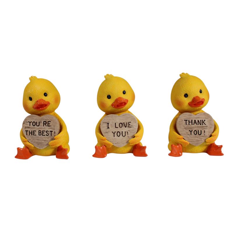 Assorted cute duck with heart saying ornament 9.5cm