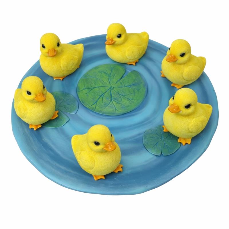 Cute baby duck on pond ornament