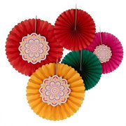Diwali Multi-Coloured Paper Fan Decorations FSC – thumbnail