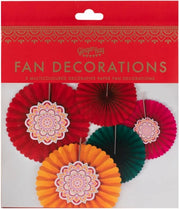 Diwali Multi-Coloured Paper Fan Decorations FSC – thumbnail