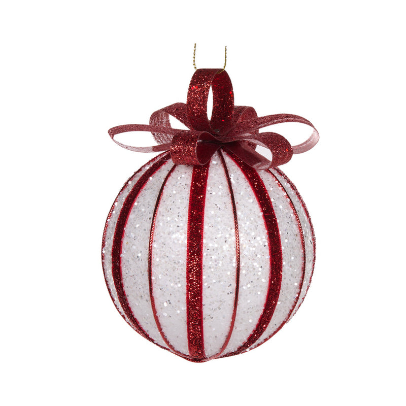 Large wrapped peppermint sweet Christmas bauble decoration