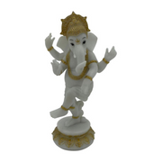 20cm Dancing Ganesh Idol with White and Gold Finish – Elegant Spiritual Decor