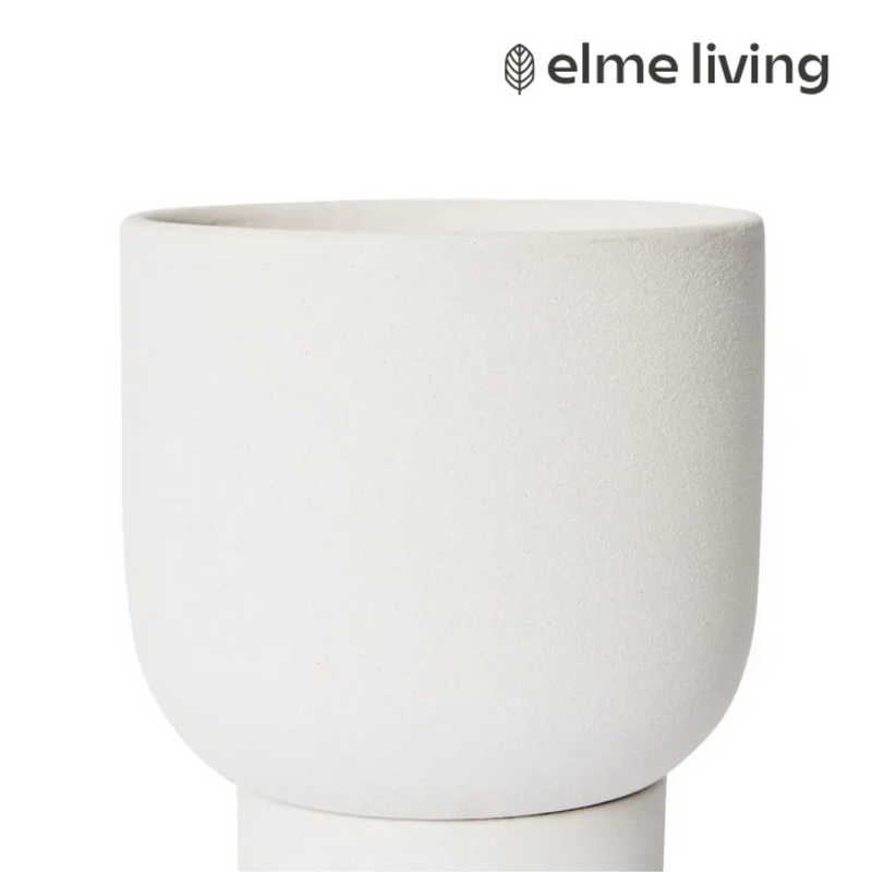 Ronis Daylen Pot with Saucer White 16x16x19cm