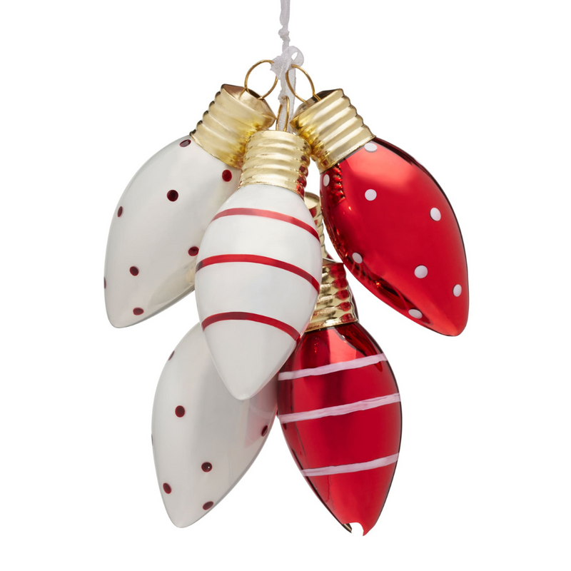 Cluster of 6 clear glass light globe decorations, 10cm each