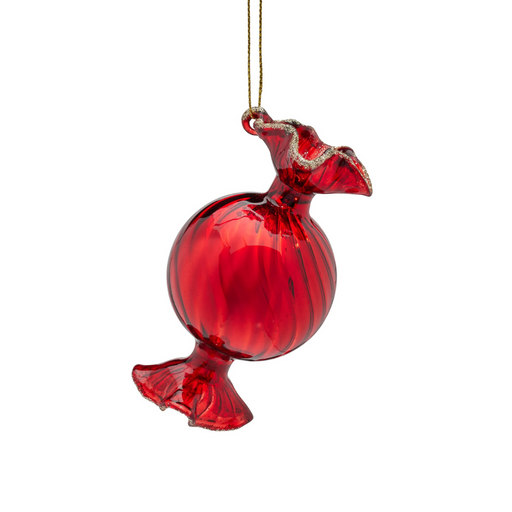 Ronis Decoration Red Glass Lolly with Pattern 8cm